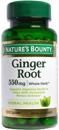 Ginger Root, 550 mg, 100 Capsules by Natures Bounty-Örter, Ingefära Rot