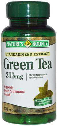 Green Tea, 315 mg, 100 Capsules by Natures Bounty-Örter, Egcg