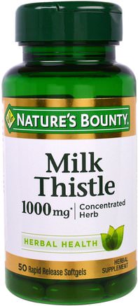 Milk Thistle, 1000 mg*, 50 Rapid Release Softgels by Natures Bounty-Hälsa, Detox, Mjölktistel (Silymarin)