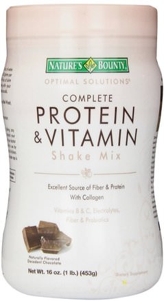 Optimal Solutions, Complete Protein & Vitamin Shake Mix, Decadent Chocolate, 16 oz (453 g) by Natures Bounty-Kosttillskott, Protein