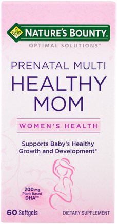 Optimal Solutions, Healthy Mom Prenatal Multi, 60 Softgels by Natures Bounty-Vitaminer, Prenatala Multivitaminer