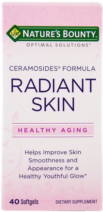 Optimal Solutions, Radiant Skin Ceramosides Formula, 40 Softgles by Natures Bounty-Hälsa, Ben, Osteoporos, Anti-Åldrande, Kollagen