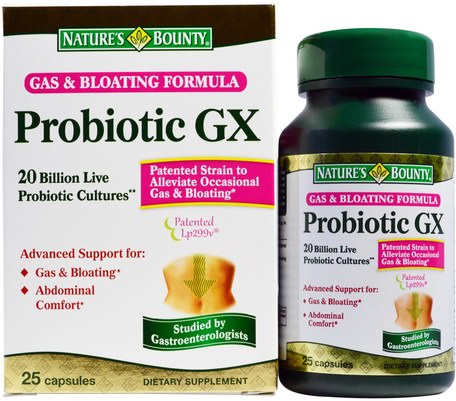 Probiotic GX, Gas & Bloating Formula, 25 Capsules by Natures Bounty-Kosttillskott, Probiotika