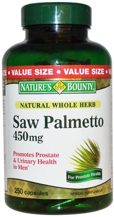 Saw Palmetto, 450 mg, 250 Capsules by Natures Bounty-Hälsa, Män