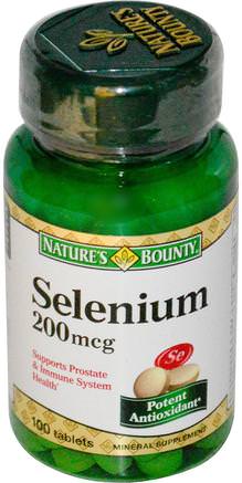 Selenium, 200 mcg, 100 Tablets by Natures Bounty-Kosttillskott, Antioxidanter, Selen