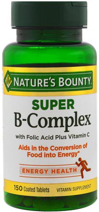 Super B-Complex with Folic Acid Plus Vitamin C, 150 Tablets by Natures Bounty-Vitaminer, Vitamin B-Komplex