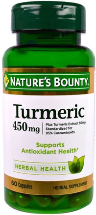 Turmeric, 450 mg, 60 Capsules by Natures Bounty-Kosttillskott, Antioxidanter, Curcumin