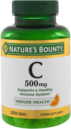 Vitamin C, 500 mg, 250 Tablets by Natures Bounty-Vitaminer, Vitamin C, Vitamin C Askorbinsyra