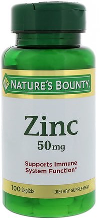 Zinc, Chelated, 50 mg, 100 Caplets by Natures Bounty-Kosttillskott, Mineraler, Zink