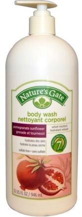 Body Wash, Pomegranate Sunflower, 32 fl oz (946 ml) by Natures Gate-Bad, Skönhet, Duschgel