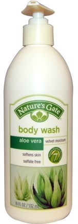 Body Wash, Velvet Moisture, Aloe Vera, 18 fl oz (532 ml) by Natures Gate-Bad, Skönhet, Duschgel