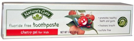 Fluoride Free Toothpaste, Cherry Gel for Kids, 5 oz (141 g) by Natures Gate-Bad, Skönhet, Oral Tandvård, Tandkräm