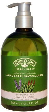 Herbal Blend, Liquid Soap, Lavender & Aloe, 12 fl oz (354 ml) by Natures Gate-Bad, Skönhet, Tvål