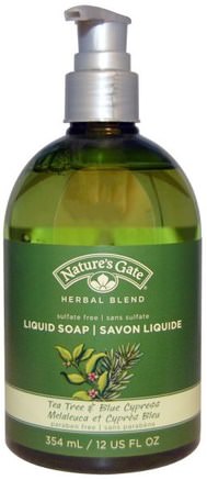 Herbal Blend, Liquid Soap, Tea Tree & Blue Cypress, 12 fl oz (354 ml) by Natures Gate-Bad, Skönhet, Tvål