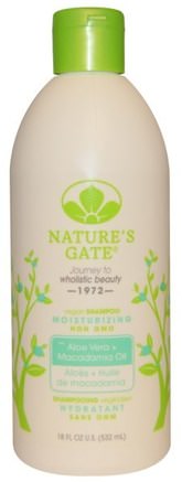 Shampoo, Moisturizing, Vegan, Aloe Vera + Macadamia Oil, 18 fl oz (532 ml) by Natures Gate-Bad, Skönhet, Hår, Hårbotten, Schampo