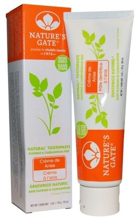 Natural Toothpaste, Flouride and Carrageenan Free, Crme de Anise, 6 oz (170 g) by Natures Gate-Bad, Skönhet, Oral Tandvård, Tandkräm