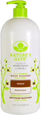 Shampoo, Daily Cleanse, Vegan, Herbal, 32 fl oz (946 ml) by Natures Gate-Bad, Skönhet, Schampo, Hår, Hårbotten, Balsam