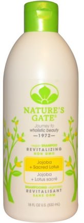 Shampoo, Revitalizing, Vegan, Jojoba + Sacred Lotus, 18 fl oz (532 ml) by Natures Gate-Bad, Skönhet, Hår, Hårbotten, Schampo