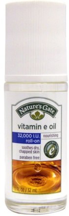 Vitamin E Oil, Roll-On, 32.000 IU, 1.1 fl oz (32 ml) by Natures Gate-Hälsa, Hud, Vitamin E Oljekräm, Skönhet, Ansiktsvård