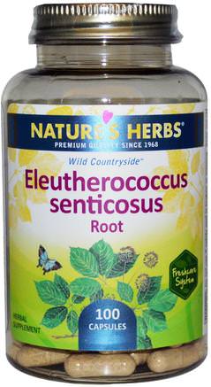 Eleutherococcus Senticosus Root, 100 Capsules by Natures Herbs-Kosttillskott, Adaptogen, Kall Influensa Och Viral, Ginseng, Eleuthero