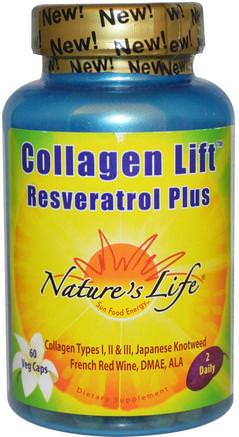 Collagen Lift, Resveratrol Plus, 60 Veggie Caps by Natures Life-Hälsa, Kvinnor, Hud