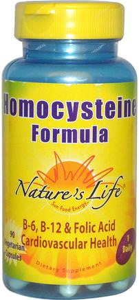 Homocysteine Formula, 90 Veggie Caps by Natures Life-Vitaminer, Vitamin B, Hjärtkardiovaskulär Hälsa, Hjärtsupport