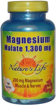 Magnesium Malate, 1.300 mg, 100 Tablets by Natures Life-Kosttillskott, Mineraler, Magnesiummalat