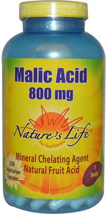 Malic Acid, 800 mg, 250 Veggie Caps by Natures Life-Kosttillskott, Mineraler, Magnesium Äppelsyra