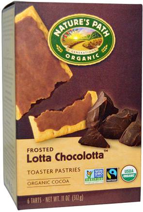 Organic Toasted Pastries, Frosted Lotta Chocolotta, 6 Tarts, 11 oz (312 g) by Natures Path-Mat, Mat, Spannmålstänger