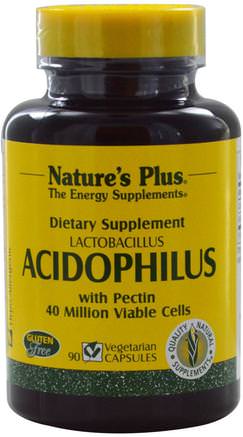 Acidophilus, Lactobacillus, 90 Veggie Caps by Natures Plus-Kosttillskott, Enzymer, Probiotika, Stabiliserade Probiotika