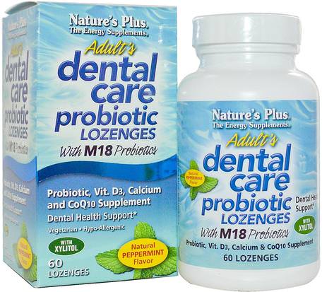 Adult Dental Care Probiotic With M18, Natural Peppermint Flavor, 60 Lozenges by Natures Plus-Bad, Skönhet, Oral Tandvård, Enzymer
