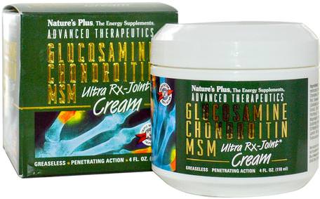Advanced Therapeutics, Glucosamine Chondroitin MSM, Ultra Rx-Joint Cream, 4 fl oz (118 ml) by Natures Plus-Kosttillskott, Glukosamin