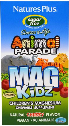 Animal Parade, MagKidz, Childrens Magnesium, Natural Cherry Flavor, 90 Animals by Natures Plus-Kosttillskott, Mineraler, Magnesium, Barns Hälsa