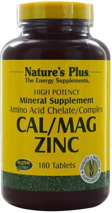 Cal/Mag Zinc, 180 Tablets by Natures Plus-Kosttillskott, Mineraler, Kalcium Och Magnesium