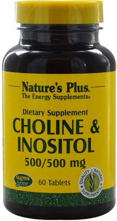 Choline & Inositol, 500/500 mg, 60 Tablets by Natures Plus-Vitaminer, Kolin Och Inositol