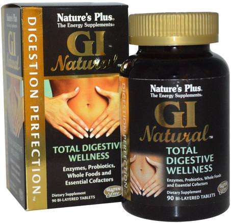Digestion Perfection, GI Natural, 90 Bi-Layered Tablets by Natures Plus-Kosttillskott, Matsmältningsenzymer