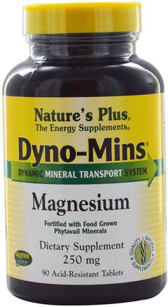 Dyno-Mins, Magnesium, 250 mg, 90 Acid-Resistant Tablets by Natures Plus-Kosttillskott, Mineraler, Magnesium