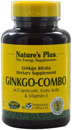 Ginkgo-Combo, 90 Veggie Caps by Natures Plus-Örter, Ginkgo Biloba, Ginkgo