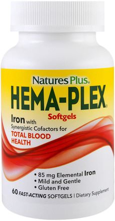 Hema-Plex, 60 Fast-Acting Softgels by Natures Plus-Vitaminer, Kosttillskott, Mineraler
