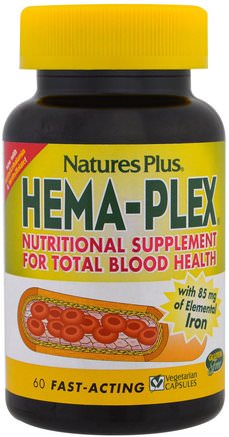 Hema-Plex, 60 Vegetarian Capsules by Natures Plus-Kosttillskott, Hälsa