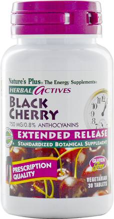 Herbal Actives, Black Cherry, 750 mg, 30 Tablets by Natures Plus-Kosttillskott, Frukt Extrakt, Körsbär (Frukt Svart Vild)