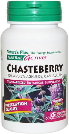 Herbal Actives, Chasteberry, 150 mg, 60 Veggie Caps by Natures Plus-Hälsa, Kvinnor, Örter, Kysk Bär