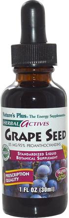 Herbal Actives, Grape Seed, Alcohol Free, 25 mg, 1 fl oz (30 ml) by Natures Plus-Kosttillskott, Antioxidanter, Druvfrö Extrakt