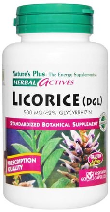 Herbal Actives, Licorice (DGL), 500 mg, 60 Veggie Caps by Natures Plus-Örter, Lakritsrot (Dgl)