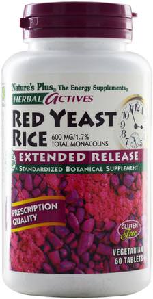 Herbal Actives, Red Yeast Rice, 600 mg, 60 Tablets by Natures Plus-Kosttillskott, Rött Jästris