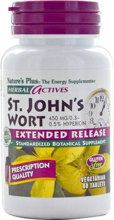 Herbal Actives, St. Johns Wort, 450 mg, 60 Tablets by Natures Plus-Örter, St. Johns Wort