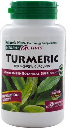 Herbal Actives, Turmeric, 400 mg, 60 Veggie Caps by Natures Plus-Kosttillskott, Antioxidanter, Curcumin