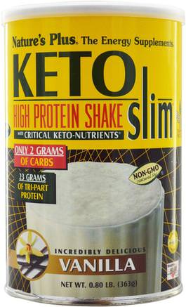 Keto Slim, High Protein Shake, Vanilla, 0.80 lb (363 g) by Natures Plus-Kosttillskott, Protein Skakningar, Mat, Keto Vänlig