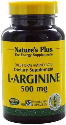 L-Arginine, 500 mg, 90 Veggie Caps by Natures Plus-Kosttillskott, Aminosyror, L Arginin, Hälsa, Män