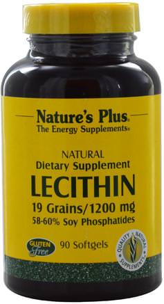 Lecithin, 1200 mg, 90 Softgels by Natures Plus-Kosttillskott, Lecitin, Lipotropa